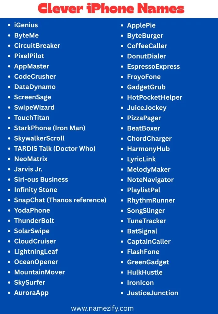 Clever iPhone Name list