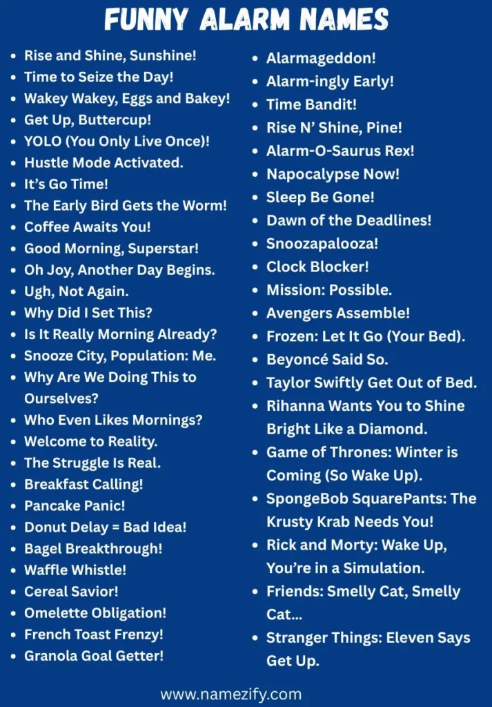 Funny Alarm Names Available