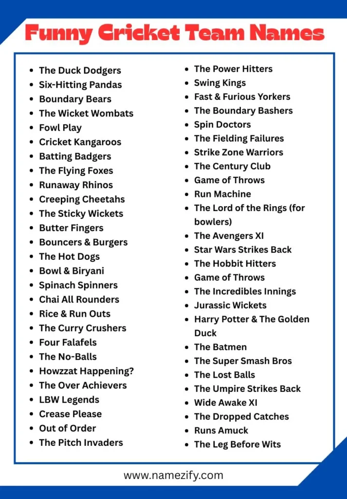 Funny Cricket team Name ideas