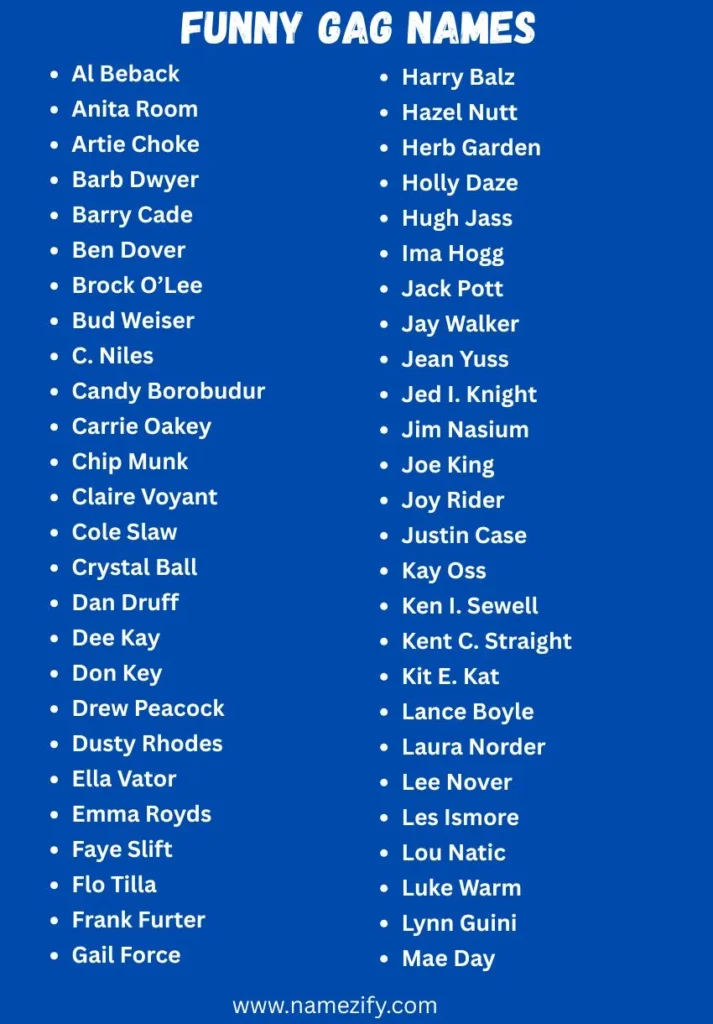 Funny Gag Name list