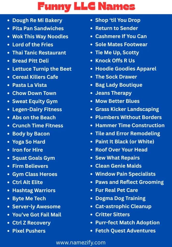 Funny LLC Name list