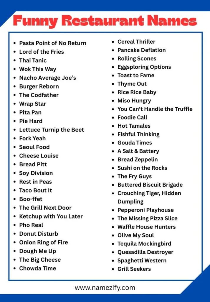 Funny Restaurant Name ideas