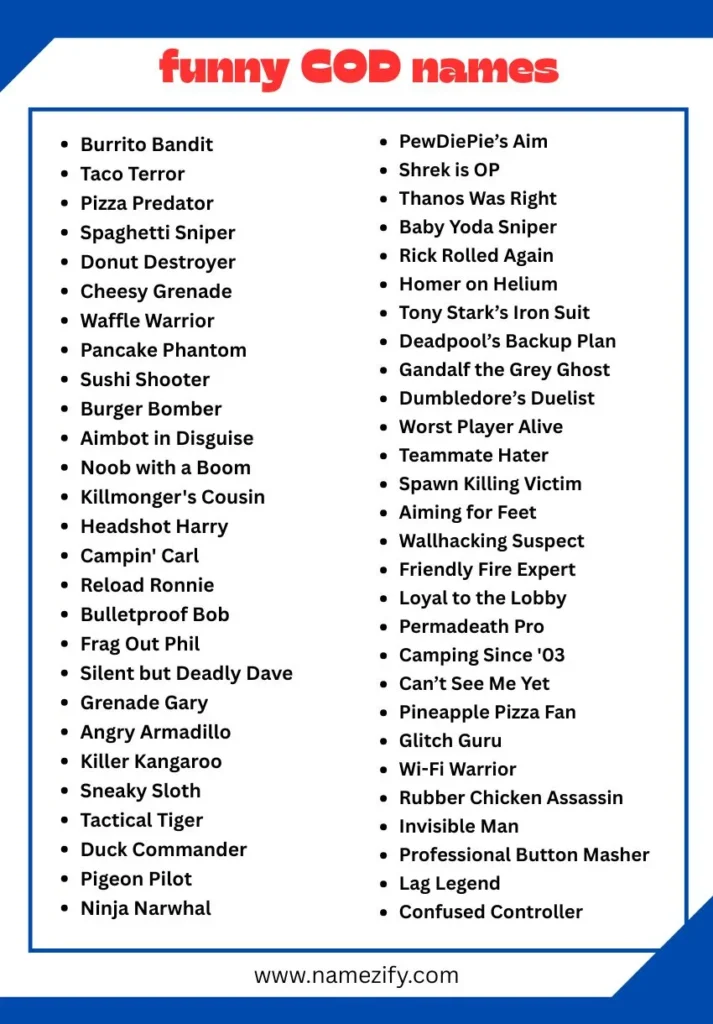 funny COD name list